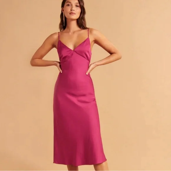 Abercrombie & Fitch | Dresses | Abercrombie M Lace Up Midi Slip Dress Pink  | Poshmark